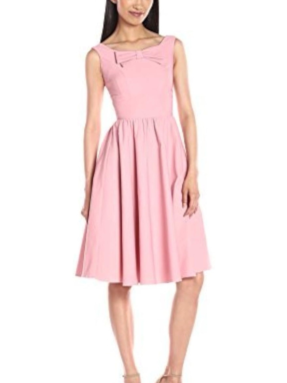Stop Staring Blush Pink Fit-and-Flare Midi Dress with Bow size large